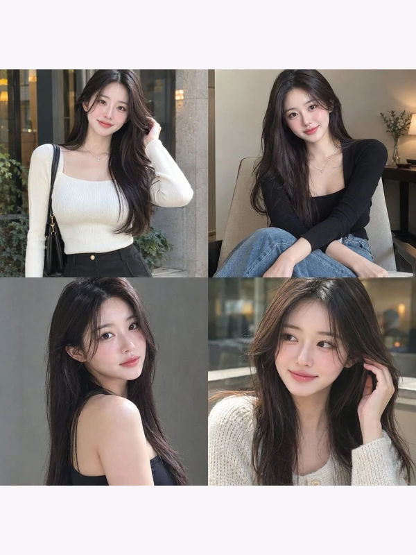 Four-frame adult fashion portrait study