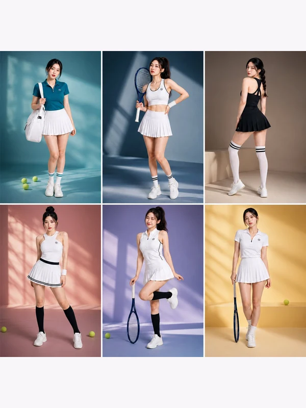 Six-panel adult tennis-fashion study